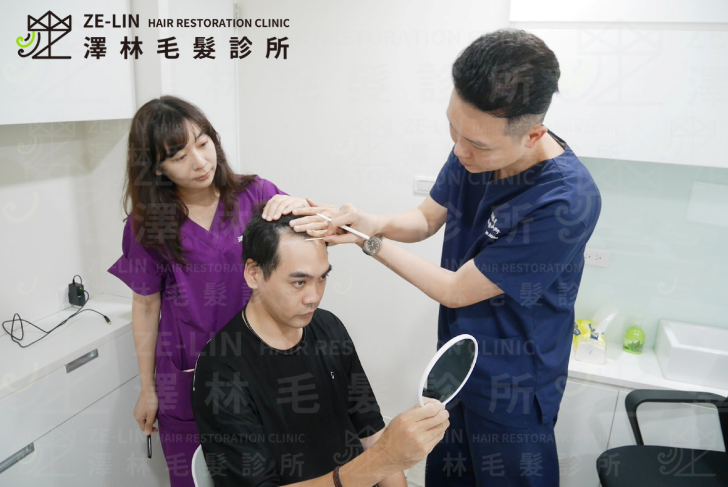 M型禿治療前術前評估示意圖